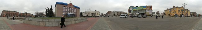 Панорама Белой Церкви: Ул. Ярослава Мудрого. Вид на ДК "БелоцерковМАЗ", мэрию и ЗАГС